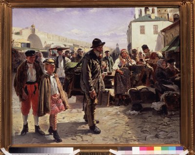 A hordóorgona (The Organ Grinder). Az utazó zenész a hátán tartja hangszerét, két nagyon elegáns gyerek kíséri, egy város piacterére érkeznek, ahol a kereskedők bámulják őket. Vlagyimir Jegorovi festménye alkotó: Vladimir Egorovic Makovsky