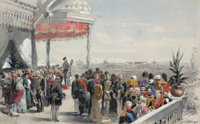 Sándor császár megkoronázását követő nyilvános ünnepségek a Khodynka-mezőn, 1883 alkotó: Vladimir Egorovic Makovsky