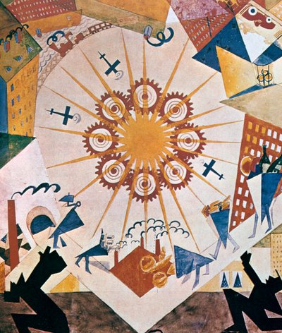A Mystery Bouffe dekortervezése, 1919. alkotó: Vladimir Mayakovsky