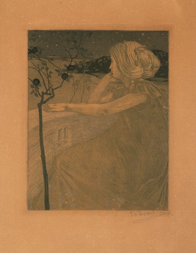 Meditáció az erkélyen, 1899-1900. alkotó: Vojtěch Preissig