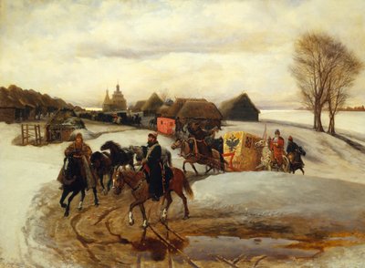 A cárnő tavaszi zarándoklata I. Alekszisz Mihajlovics cár idejében, 1868 alkotó: Vyacheslav Grigoryevich Schwarz