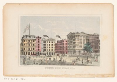 Park Row, Manhattan Nyomda tér 1868 (cím a tárgyon) alkotó: W.C. Rogers and Co.