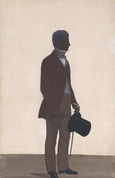 Fiatal férfi, álló, egész alakos sziluett, profil jobbra, 1850. alkotó: WH Beaumont