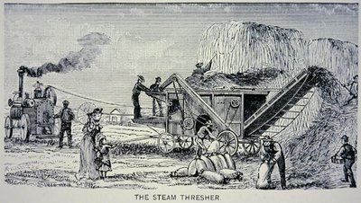 Steam Thresher, a "Marvels of the New West" 1888-ból (metszet) alkotó: W.H. Thayer
