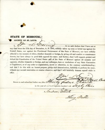 Wm hűség esküje. L. Ewing, Missouri, St.Louis megye alkotó: W.L. Ewing