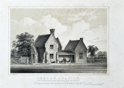 Lenton Station, Nottingham and Mansfield Railway c1848 (tinted lithograph on paper) alkotó: W.L. Walton