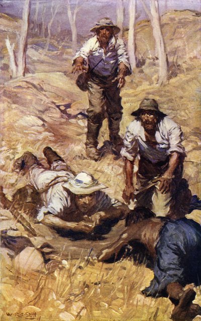 Gray kapitány és csapata vizet talál (színes litó) alkotó: W.R.S. (after) Stott