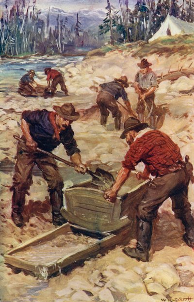 Aranymosás a Frazer partján (színes litó) alkotó: W.R.S. (after) Stott