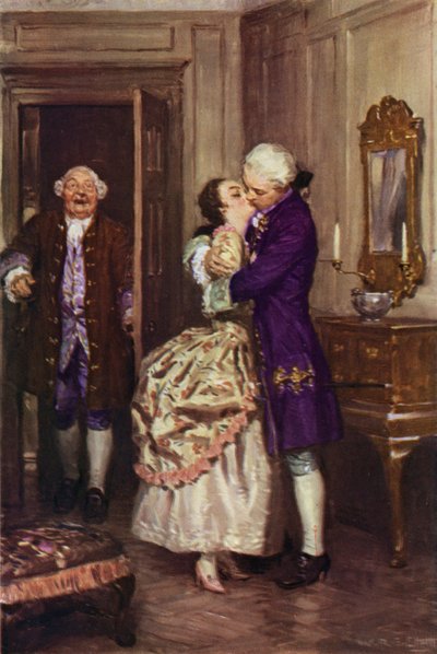 "Ezután a karjába kapta és megcsókolta" (színes litho) alkotó: W.R.S. (after) Stott