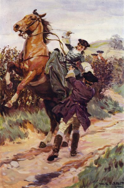 "A rakoncátlan vadállat ledobta a hátáról kedves terhét, és Jones a karjába kapta" (színes litho) alkotó: W.R.S. (after) Stott