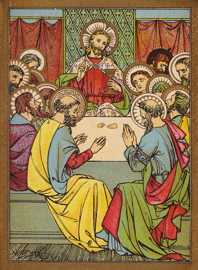 A húsvéti vacsora (színes litográfia) alkotó: W.S. Stacey