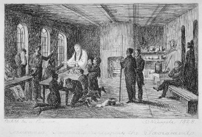 A Newgate börtön belsejében, Old Bailey, London City, 1828 alkotó: WT