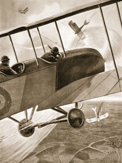 Bell-Irving kapitány az ellenség három repülőgépével harcol alkotó: W. Avis