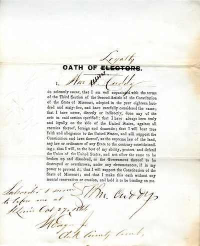 Wm hűség esküje. Cuddy, Missouri, St. Louis megye alkotó: W. Cuddy