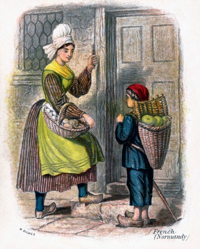 "Francia nő és gyermek gyümölcsöt árulnak", 1809. alkotó: W Dickes