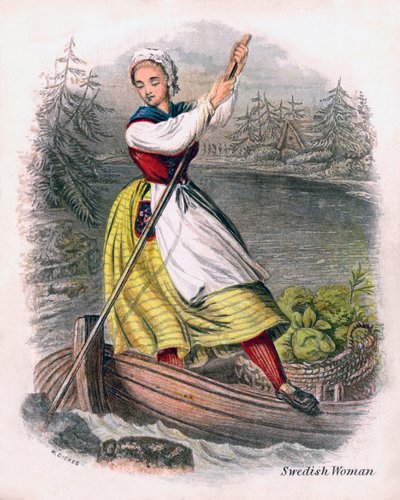 Svéd női evezés, 1809. alkotó: W. Dickes