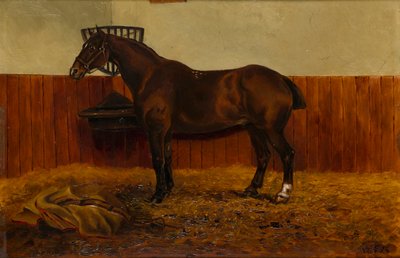 The Old Cob in a Stable, 1839-98 körül (olaj a fedélzeten) alkotó: W. F. Adye