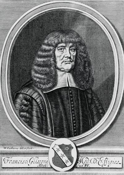 Francis Glisson (1597-1677) brit fizikus, anatómus és orvos portréja, metszet alkotó: John Ward Dunsmore