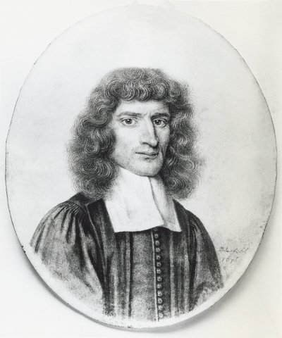 Isaac Barrow (1630-1677) angol keresztény teológus és matematikus portréja, metszet alkotó: John Ward Dunsmore