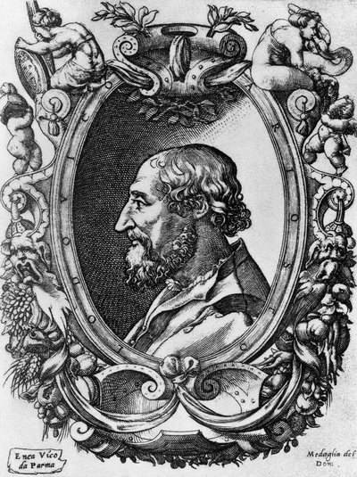 Ludovico Ariosto (1474-1533) olasz költő és drámaíró, Medaglie del Doni portréja, Enea Vico (1523-1567) metsze alkotó: John Ward Dunsmore