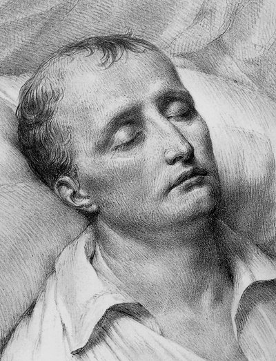 Napóleon Bonaparte (1769-1821) portréja halálos ágyán, litográfia alkotó: John Ward Dunsmore