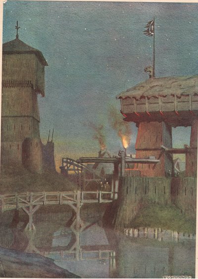 Elsinore, William Shakespeare Hamletéből, a Hodder und Stoughton kiadása 1915-ben alkotó: W. G. Simmonds