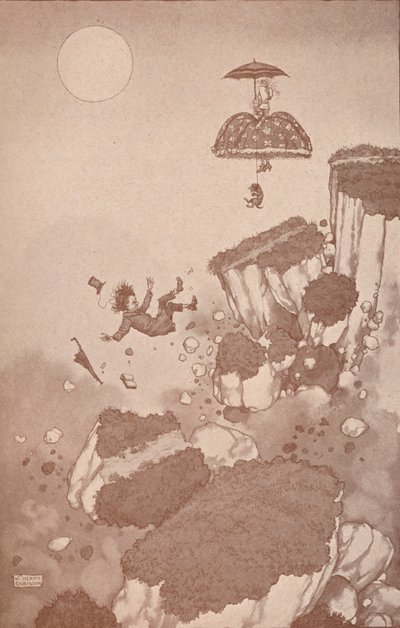 Hogyan támadt először a repülőgép feltalálója egy földcsuszamlás során, c1918 1919 alkotó: William Heath Robinson