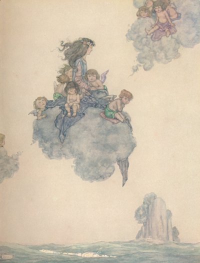 A levegő többi gyermekével, magasan a rózsás felhő felett szárnyalva, 1930 alkotó: William Heath Robinson