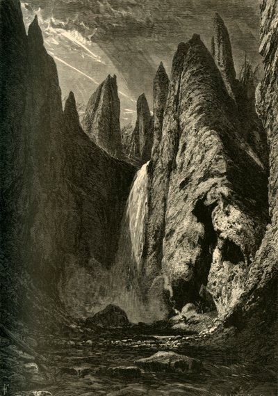"Tower Falls", 1872. alkotó: W. J. Linton