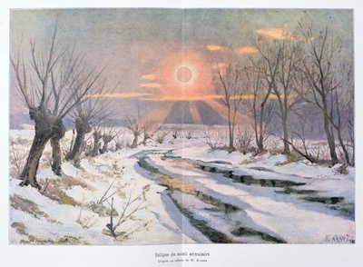 Gyűrűs napfogyatkozás, illusztráció H. Kraemer „L