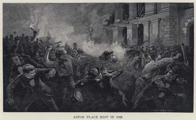 Astor Place Riot 1849-ben (litho) alkotó: W. P. Snyder
