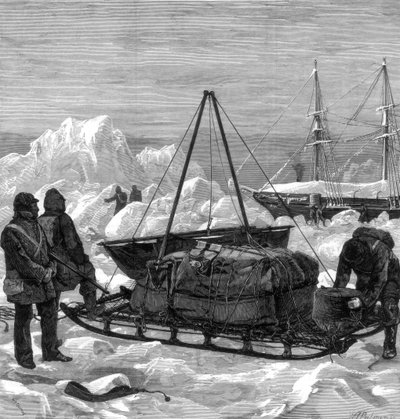 1875-ben készült szánkótúrára az Északi-sarkvidéken. alkotó: W. Palmer