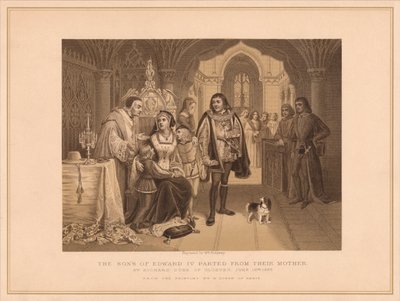 "IV. Edward fiai elváltak anyjuktól, Richard Duke of Gloucester, 1483. június 16.", alkotó: W Ridgway