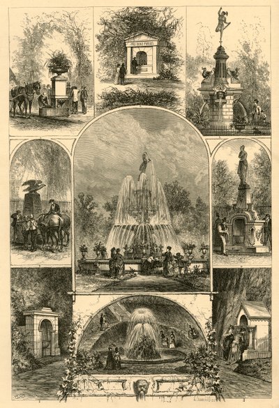 "Szökőkutak Philadelphiában", 1874. alkotó: W. Roberts