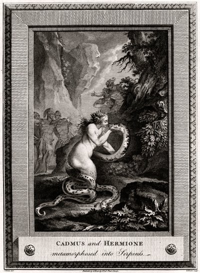 Kadmus és Hermione, kígyókká átalakulva, 1776 alkotó: W. Walker