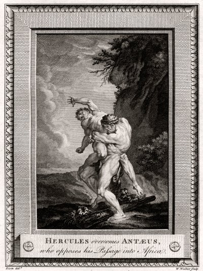 Herkules legyőzi Antaeust, aki ellenzi az 1775-ös afrikai átvonulását alkotó: W. Walker