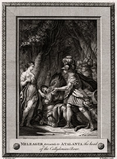 Meleager ajándékozza Atalantának a kallidoni vaddisznó fejét, 1774 alkotó: W. Walker