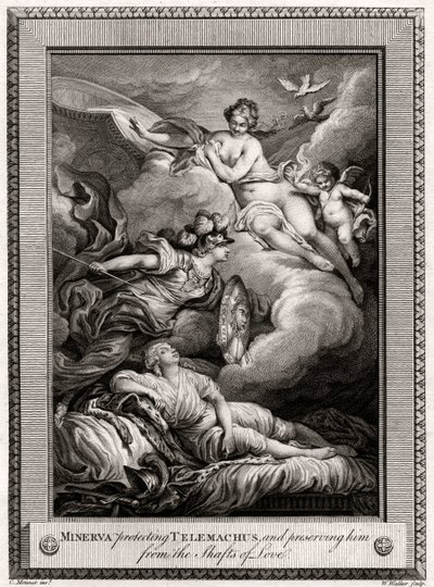 Minerva, aki megvédi Telemachust, és megóvja a szerelem tengelyétől, 1775. alkotó: W. Walker