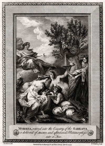 A Sabeans országába visszavonult Myrrha Adonis..., 1775 alkotó: W. Walker