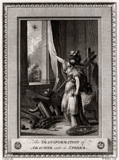 Arachne átalakulása pókká, 1775 alkotó: W. Walker