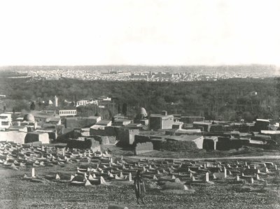 Várospanoráma Sulhiehből, Damaszkuszból, Oszmán Szíria, 1895. alkotó: W and S Ltd