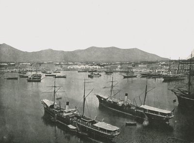 A kikötő általános képe, Palermo, Szicília, Olaszország, 1895. alkotó: W and S Ltd