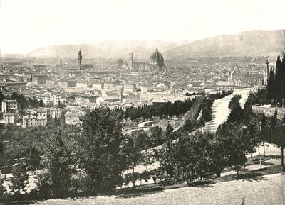 Firenze városának panorámája, Olaszország, 1895. alkotó: W and S Ltd
