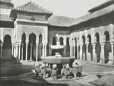 Az Oroszlánok udvara, Alhambra, Granada, Spanyolország, 1895. alkotó: W and S Ltd