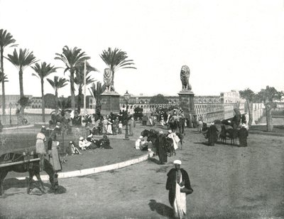 A Kasr-el-nil híd, Kairó, Egyiptom, 1895. alkotó: W and S Ltd