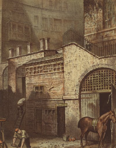 Épületek és lépcsők, Salisbury Street alja, Adelphi, Strand (chromolitho) alkotó: Waldo Sargeant