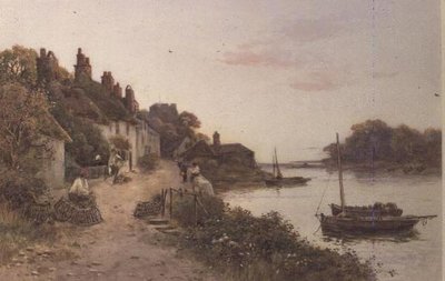Halászhintók egy cornwalli faluban (akvarell, papír) alkotó: Walker Stuart Lloyd