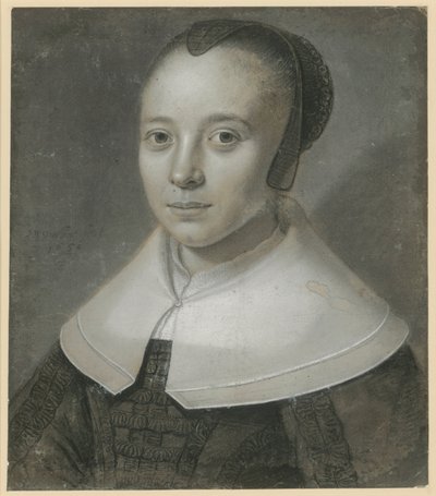 Fiatal nő félbalra forduló mellképe, fekete gézsapkával és széles sima gallérral alkotó: Wallerant Vaillant