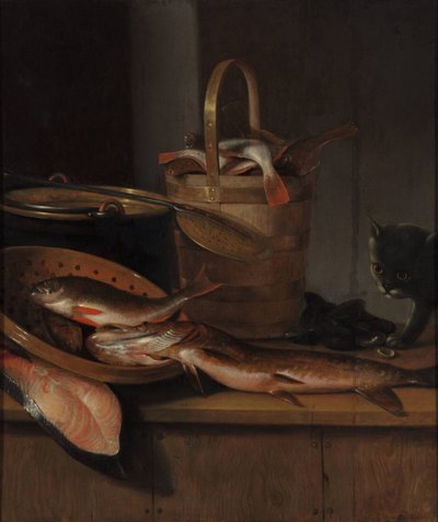 Csendélet hallal és macskával, c. 1650-1660 alkotó: Wallerant Vaillant
