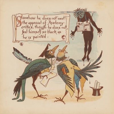 Walter Crane illusztrációja a Pothooks and Perseverance (színes litográfia) című könyvhöz. alkotó: Walter (after) Crane
